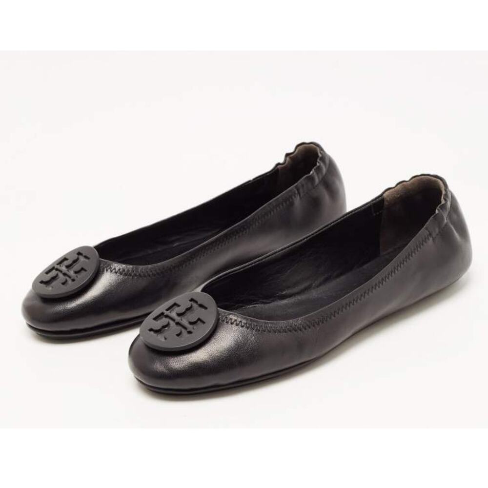 Tory Burch Women's Travel Ballet Flats Shoes Logo Decoration Black Size 7.5